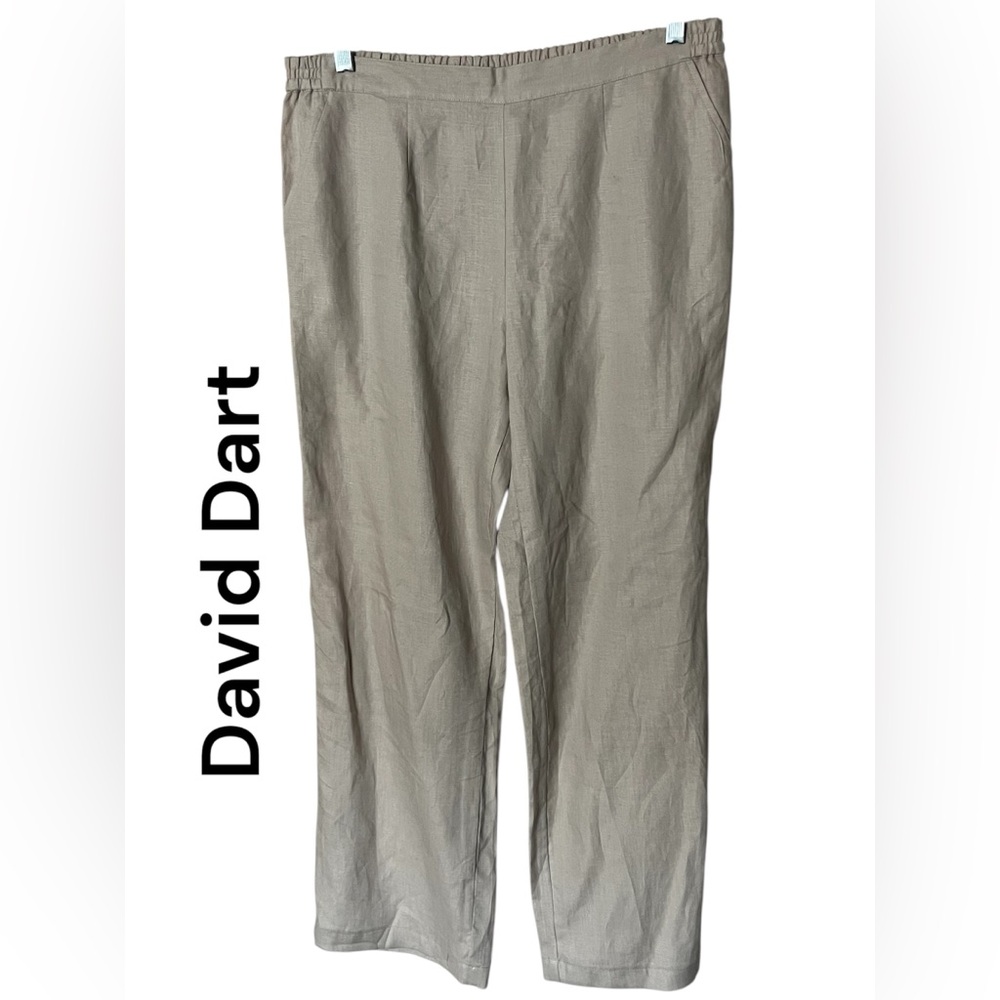 David Dart beautiful linen pant beige 
 pockets elastic waist M like new